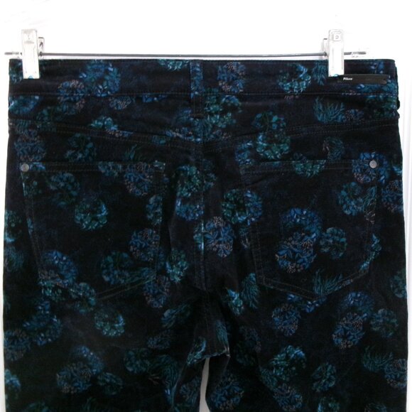 Like New Pilcro and the Letterpress SCRIPT Velvet Jeans Black Blue Print 29 Pant - Picture 7 of 13